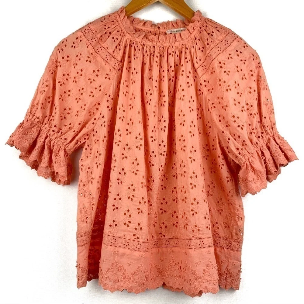 Ulla Johnson eyelet blouse with puff sleeves